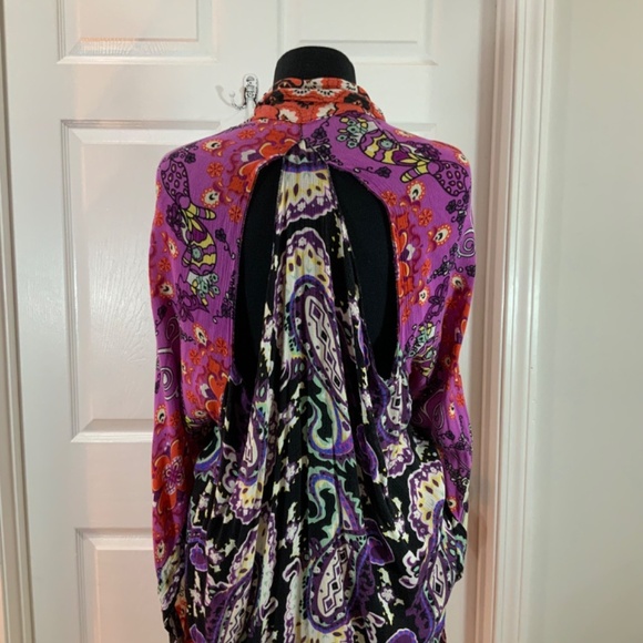 Free People Kimono Boho Festival Asymmetrical Floral Long Duster Hippie One Size - Picture 9 of 12